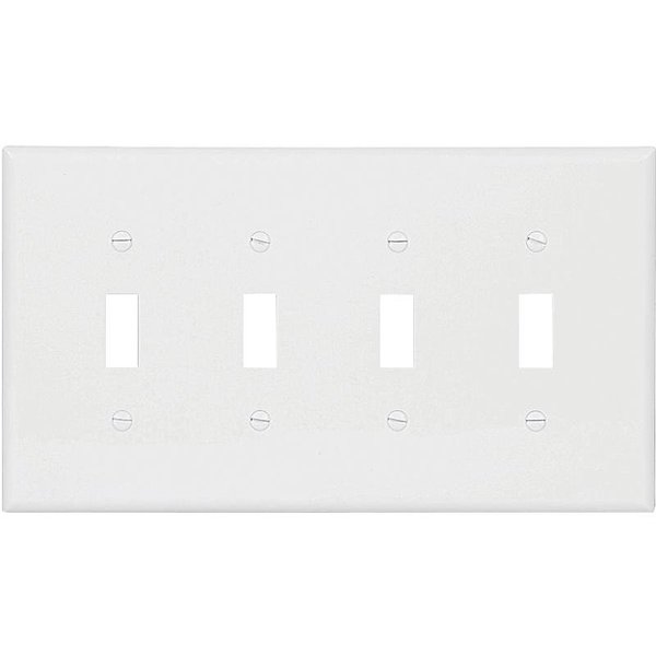 Eaton Wiring Devices Wallplate, 478 in L, 856 in W, 4 Gang, Polycarbonate, White, HighGloss PJ4W